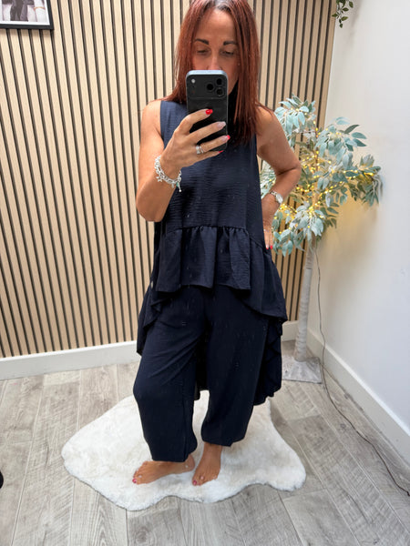Crinkle cuffed  trousers /Hi Lo Top