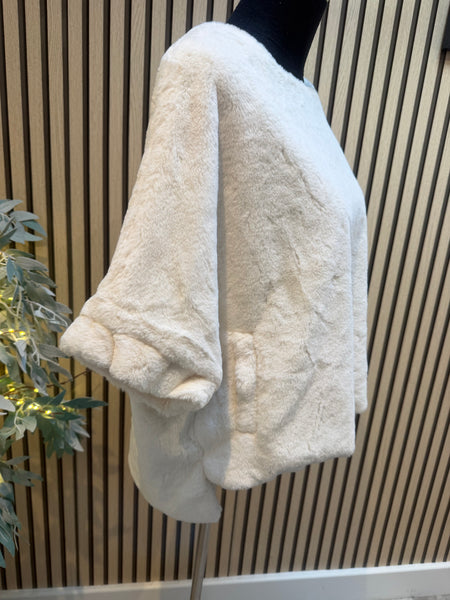 Soft Fur Top with Brooch