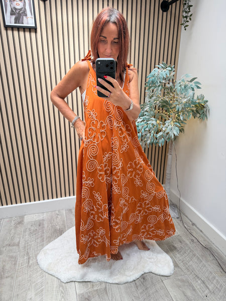 V Front Appliqué  Maxi Dress