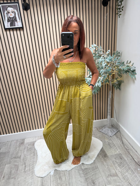 Geometric Bandeau Top Hareem Jumpsuit