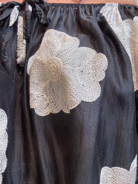 Silky Sheer Bardot Applique Top