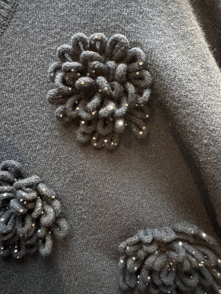 Soft knit 3d Flower Sequin jumper
