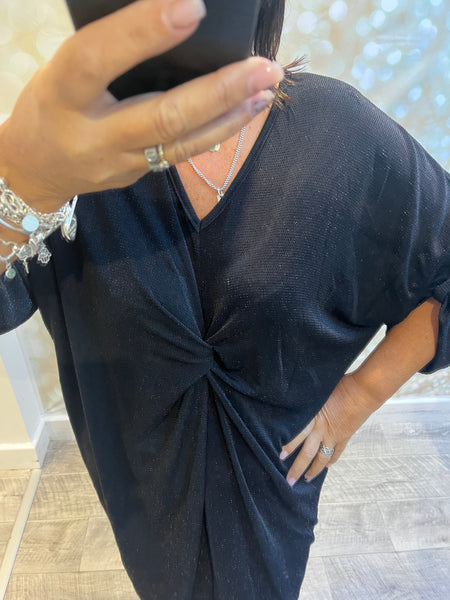 Glitter Twist Front Sparkle Dress