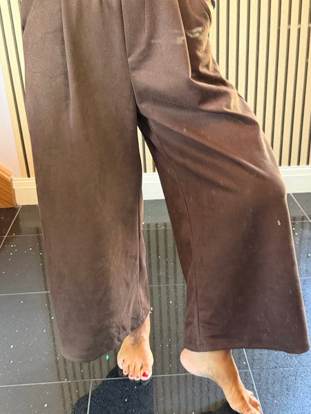 Faux Suede Culotte Trousers