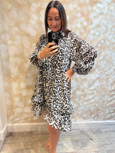 Studio Animal print dress with frill hem