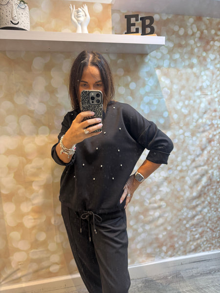 Scuba Sweatshirt with diamante front