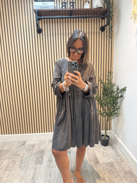 Studio Needlecord Tiered swing dress
