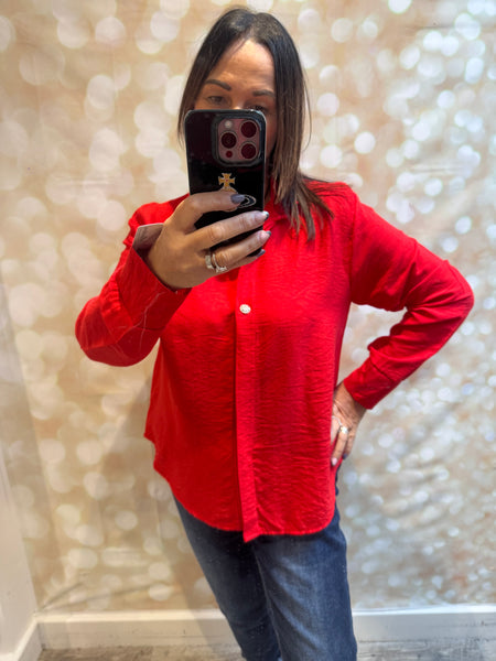 Crinkle Blouse with Diamanté buttons