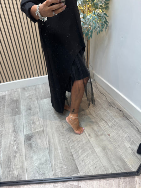 Scuba Dress with Tulle hem