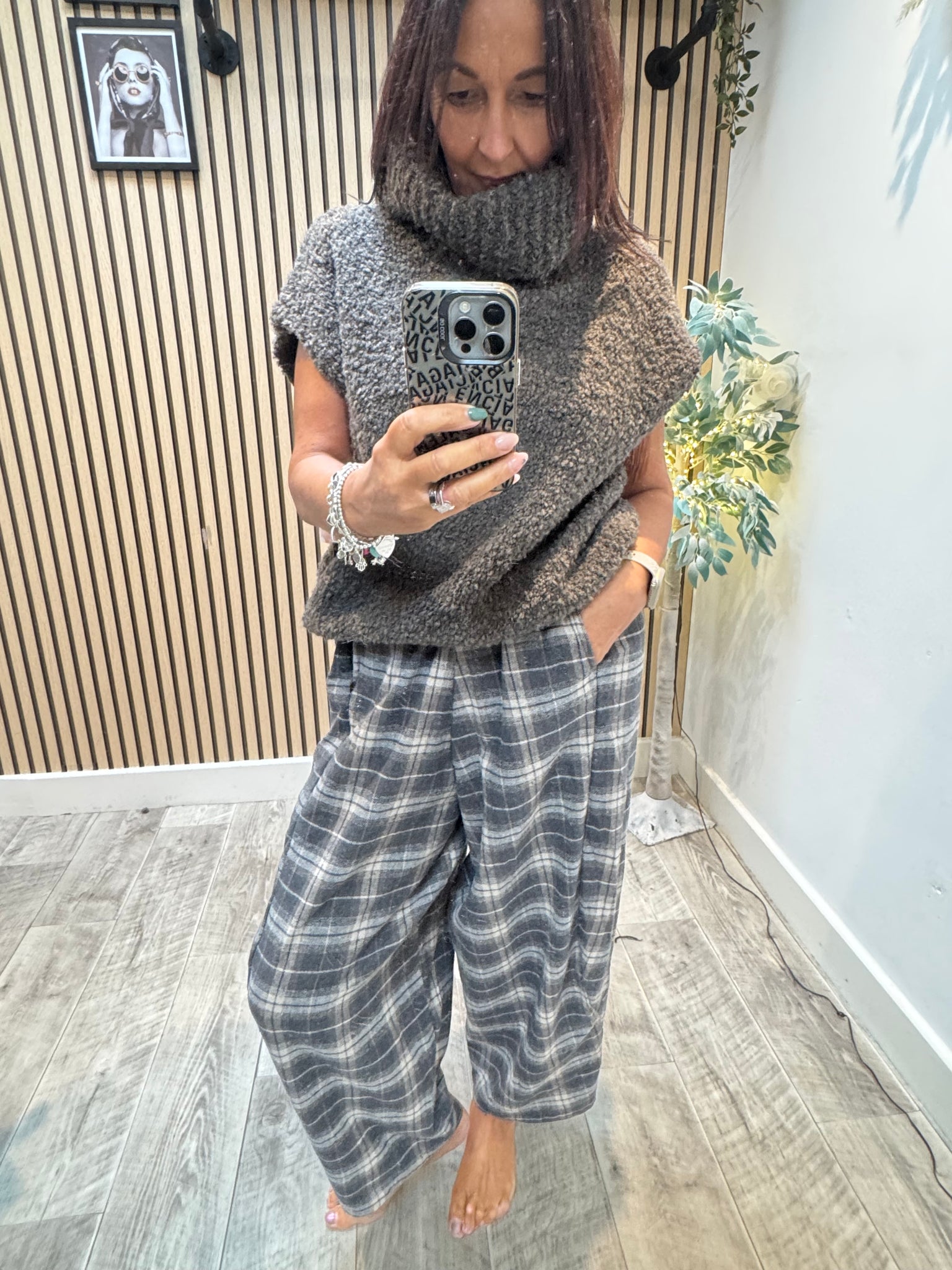 Tartan Wool Mix Cocoon Trousers