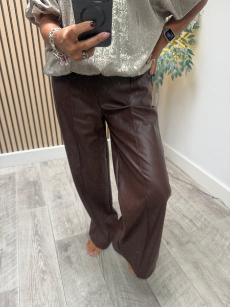 Studio Pleather Wide Leg Trousers
