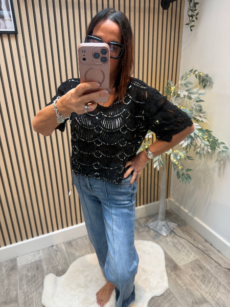 Crochet Art Deco Sequin Top