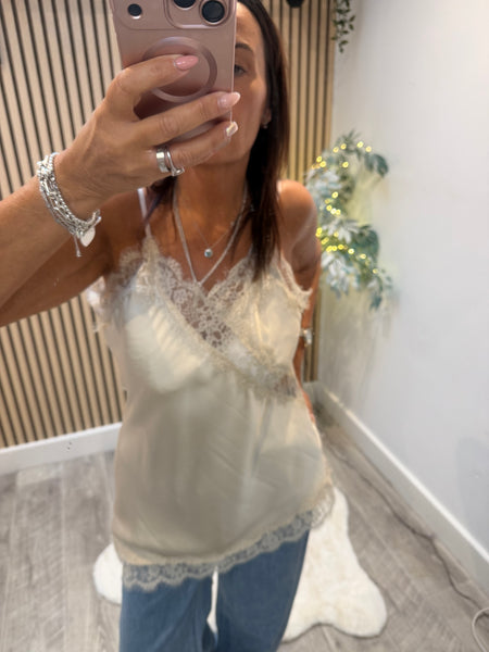 Studio Silky Cami Top with lace trim