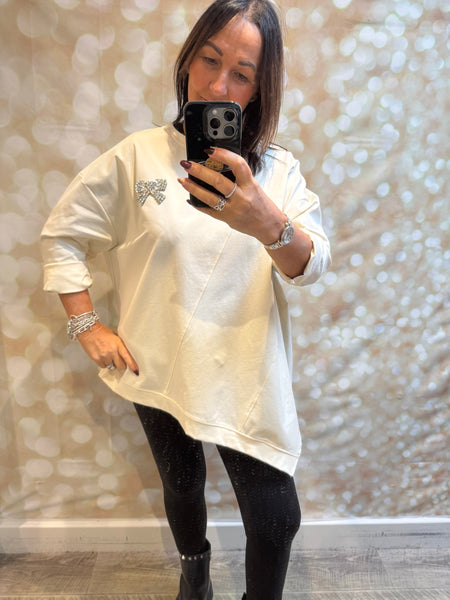 Scuba Sweatshirt with diamante bow