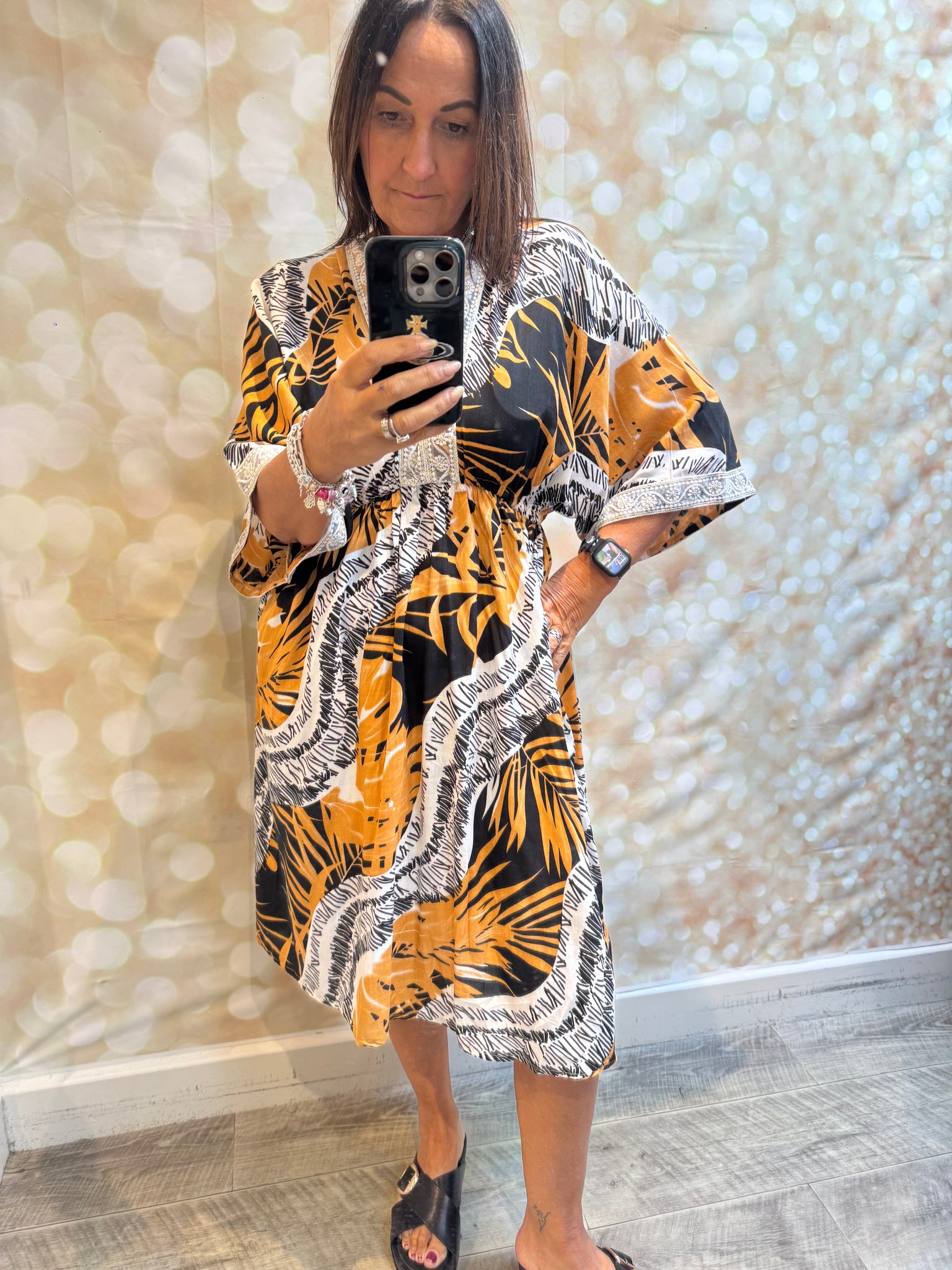 Jungle Dress with embellished trim