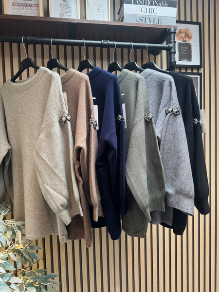 Embellished Balloon Sleeve Jumper