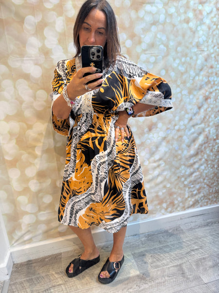 Jungle Dress with embellished trim