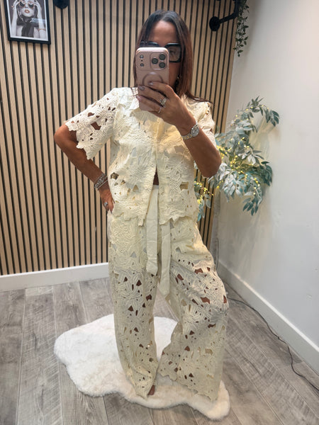 Lace 2 Piece Palazzo Trouser / Blouse  set