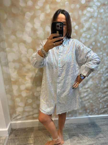 Sequin Shirt Dress