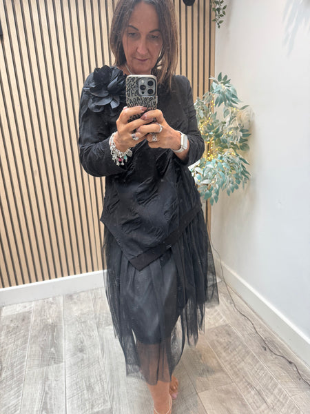 ID Textured / Circle Tulle Corsage Dress