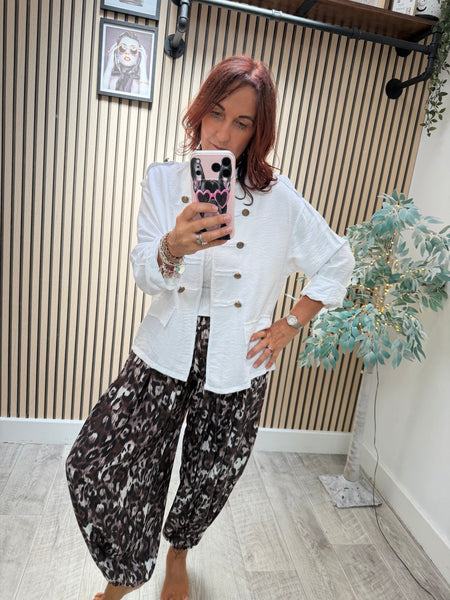 Military Jacket in Crinkle Fabric