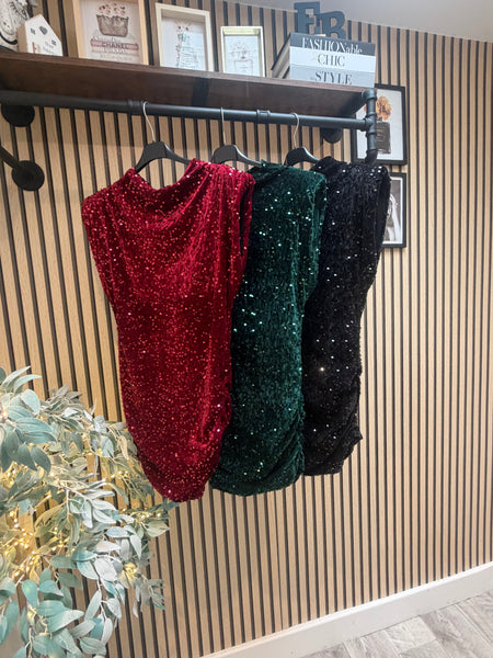Studio Velour / Sequin Rouched Mini Dress