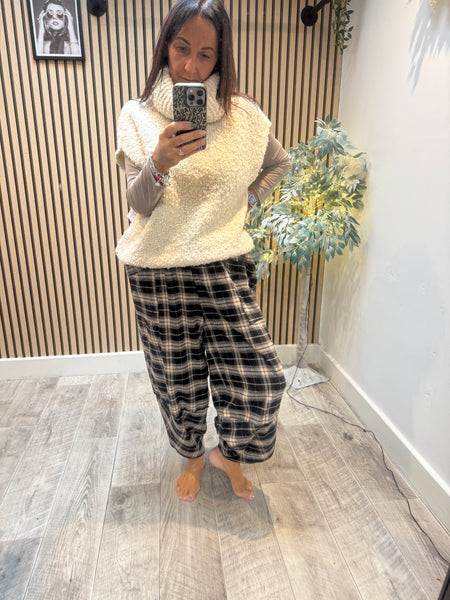 Checked Wool Mix Cocoon Trousers