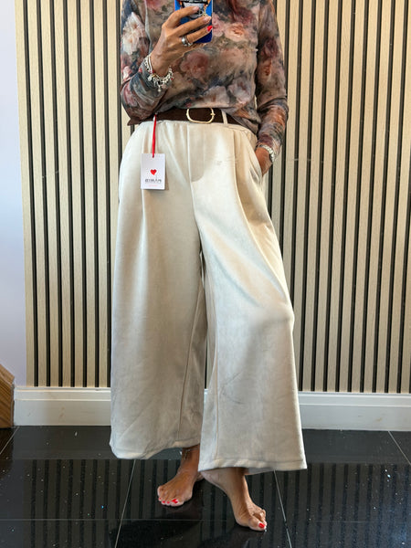 Faux Suede Culotte Trousers