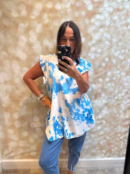 Crinkle Top in Cow Print