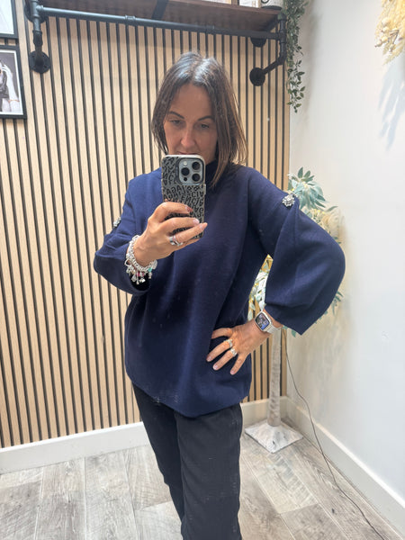 Embellished Balloon Sleeve Jumper