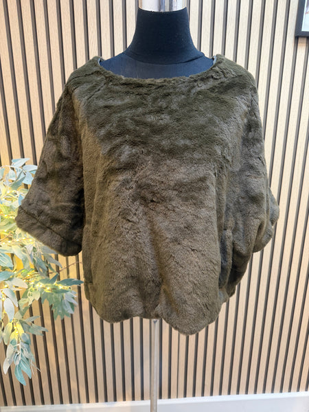 Soft Fur Top with Brooch