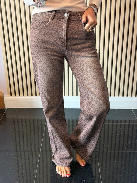 Leopard Wide Leg Jeans