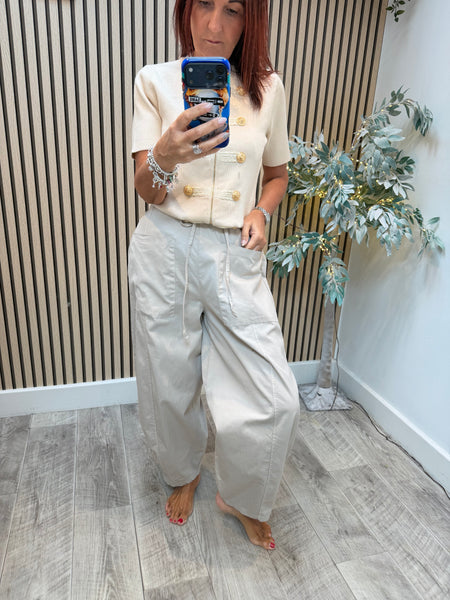 Canvas balloon leg trousers