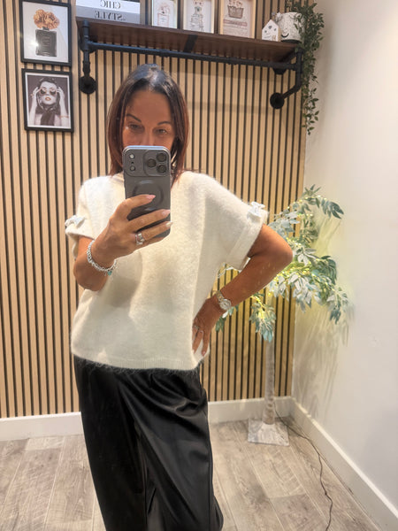 Soft Knit Boxy Jumper with Bow Sleeve