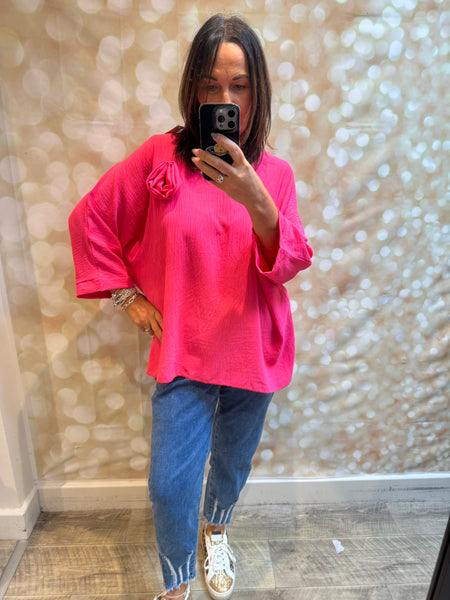 Crinkle Rosette Top