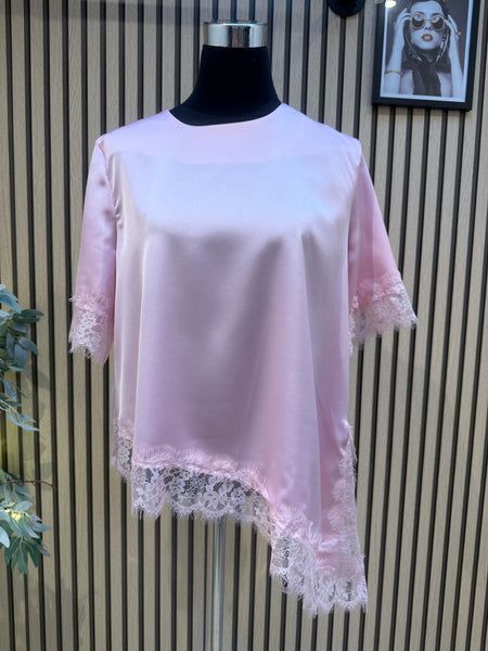 Studio Silky Top with lace trim