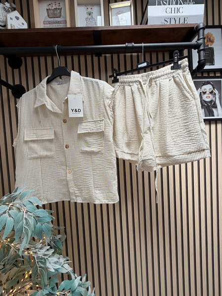 2 Piece Pinstriped  Short/shirt