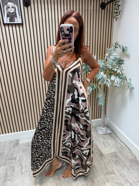 Silky Leopard / Camo  Maxi Dress