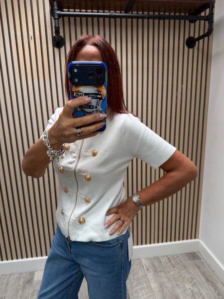 Fine knit short sleeve Military Top