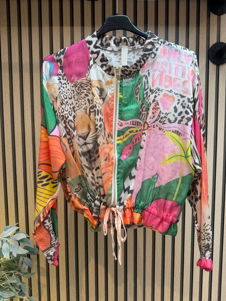 Silky Leopard Bomber Jacket