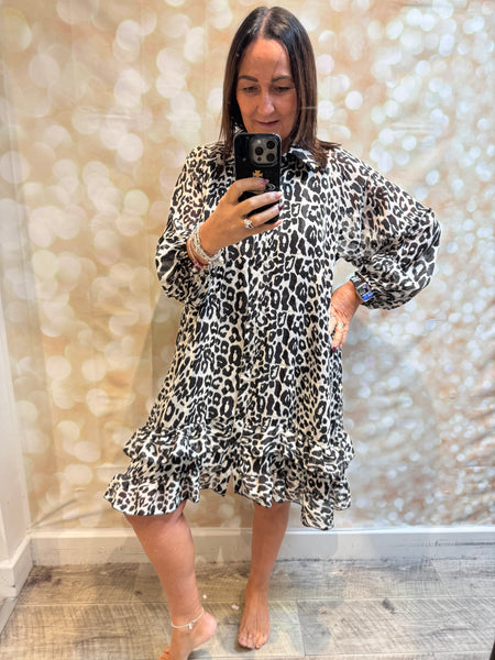 Studio Animal print dress with frill hem