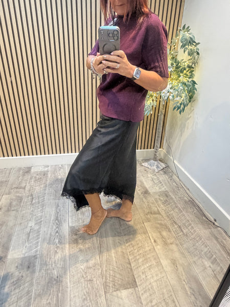 Studio Silky longline Skirt with Lace trim