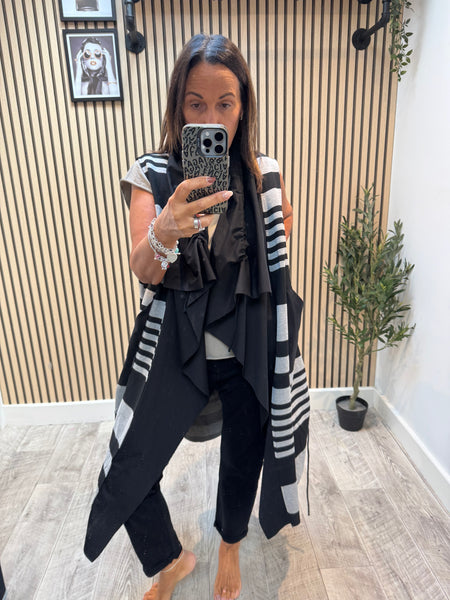 ID Striped waterfall waistcoat