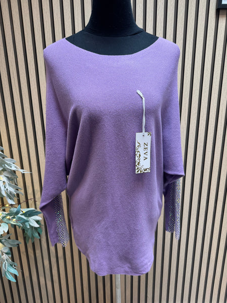 Soft Touch Jumper with Fishnet sleeves