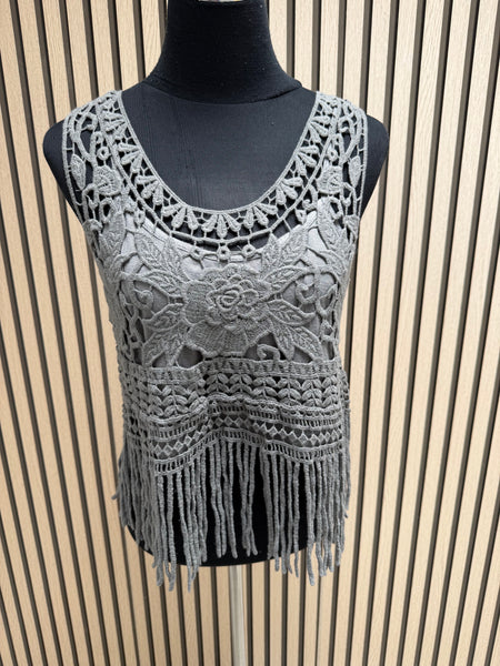 Crochet Fringed Boho Vest