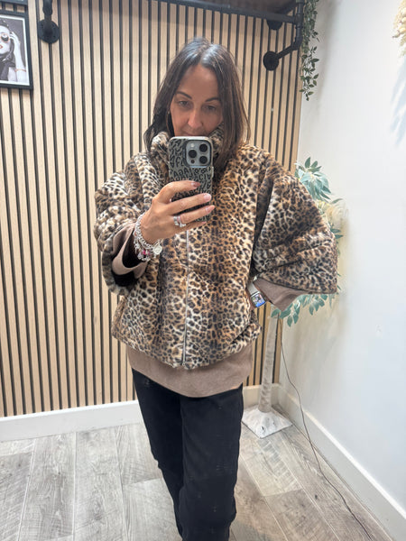 Fur Leopard Cropped Coat