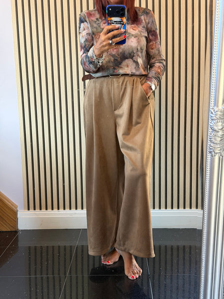 Faux Suede Culotte Trousers