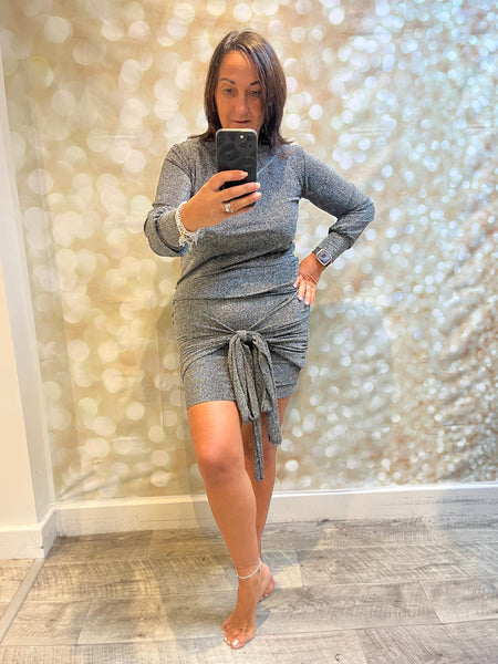 Glitter Wrap  Front Sparkle Dress