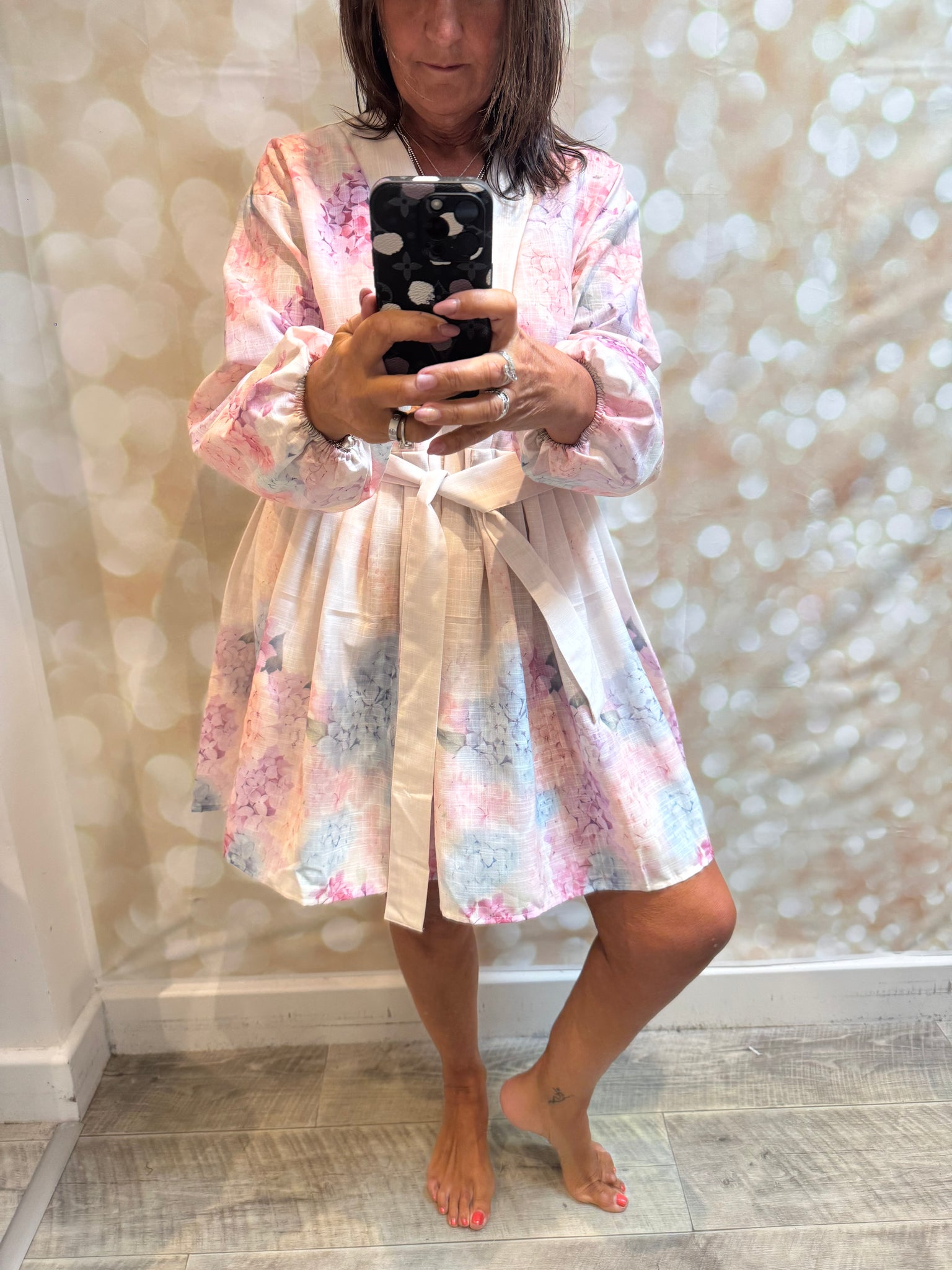 Floral Pleated Waist Dress