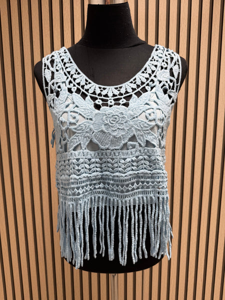 Crochet Fringed Boho Vest